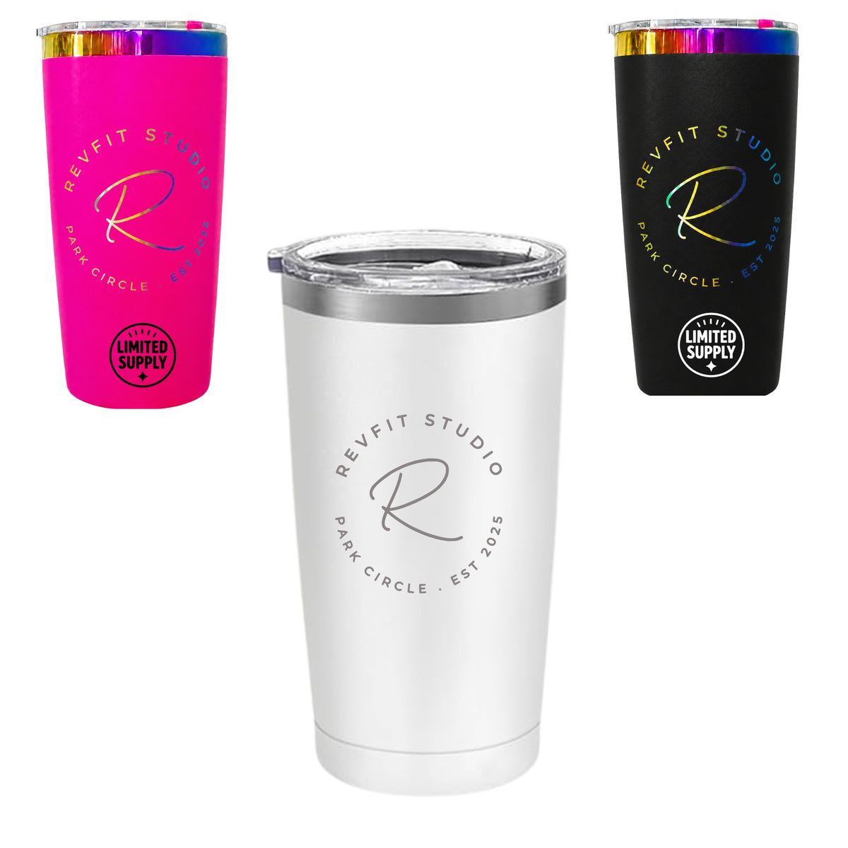 RevFit Studio Rainbow Steel 20 oz Tumbler in Black - RevFit Summer Merch