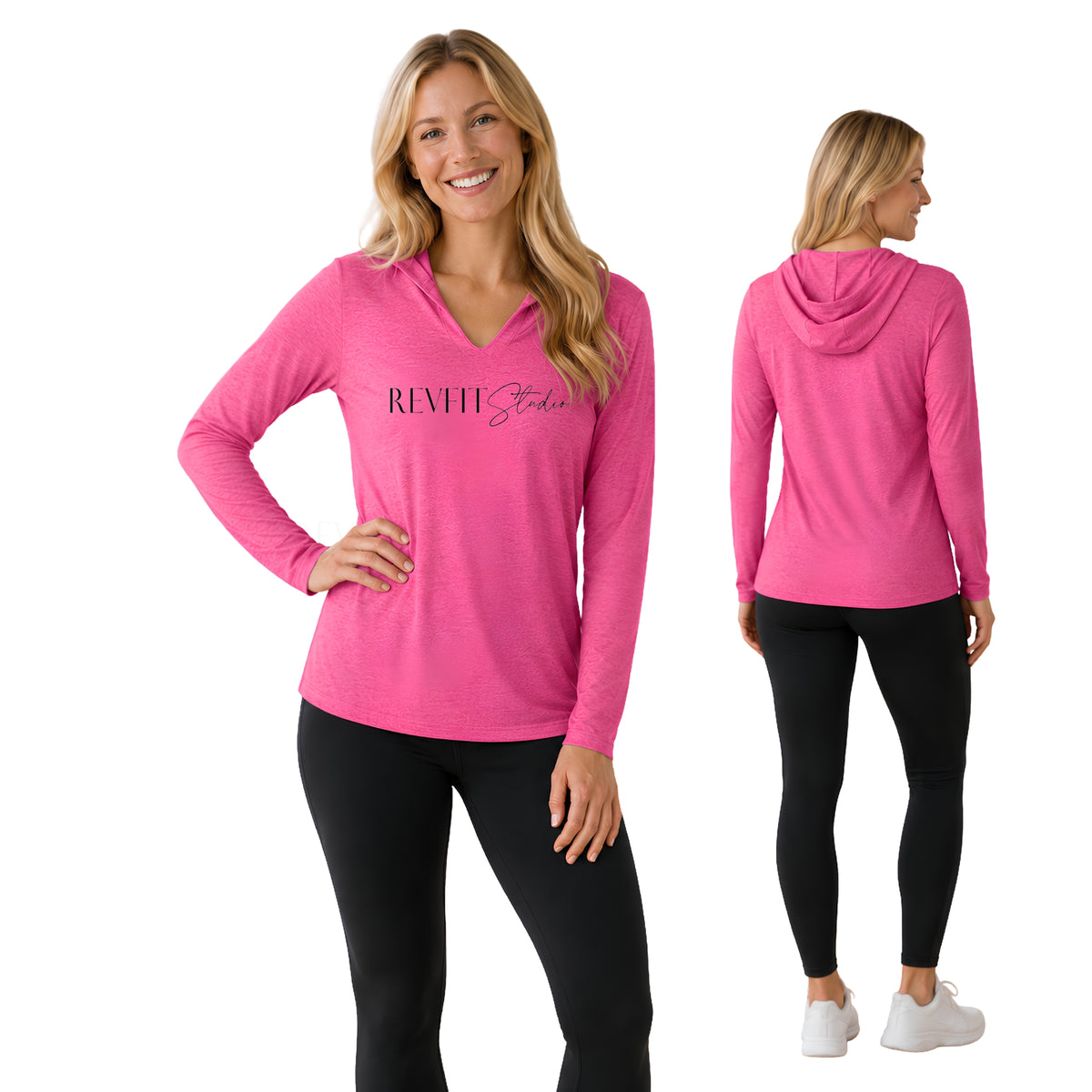 RevFit Studio Lightweight Long Sleeve Hoodie in Fuchsia Frost - RevFit Summer Merch