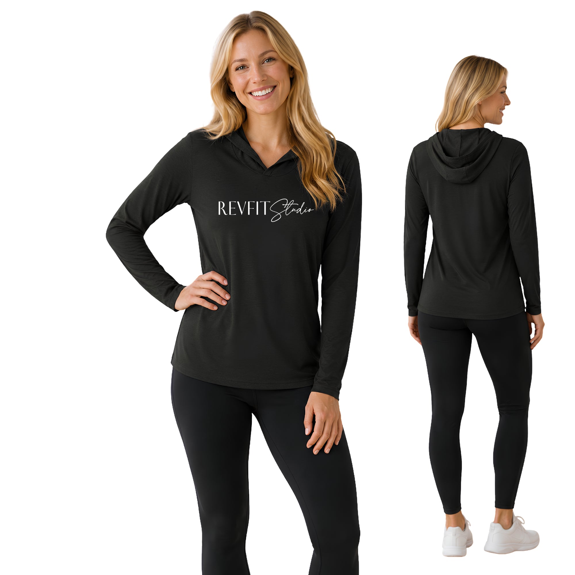 RevFit Studio Lightweight Long Sleeve Hoodie in Black - RevFit Summer Merch