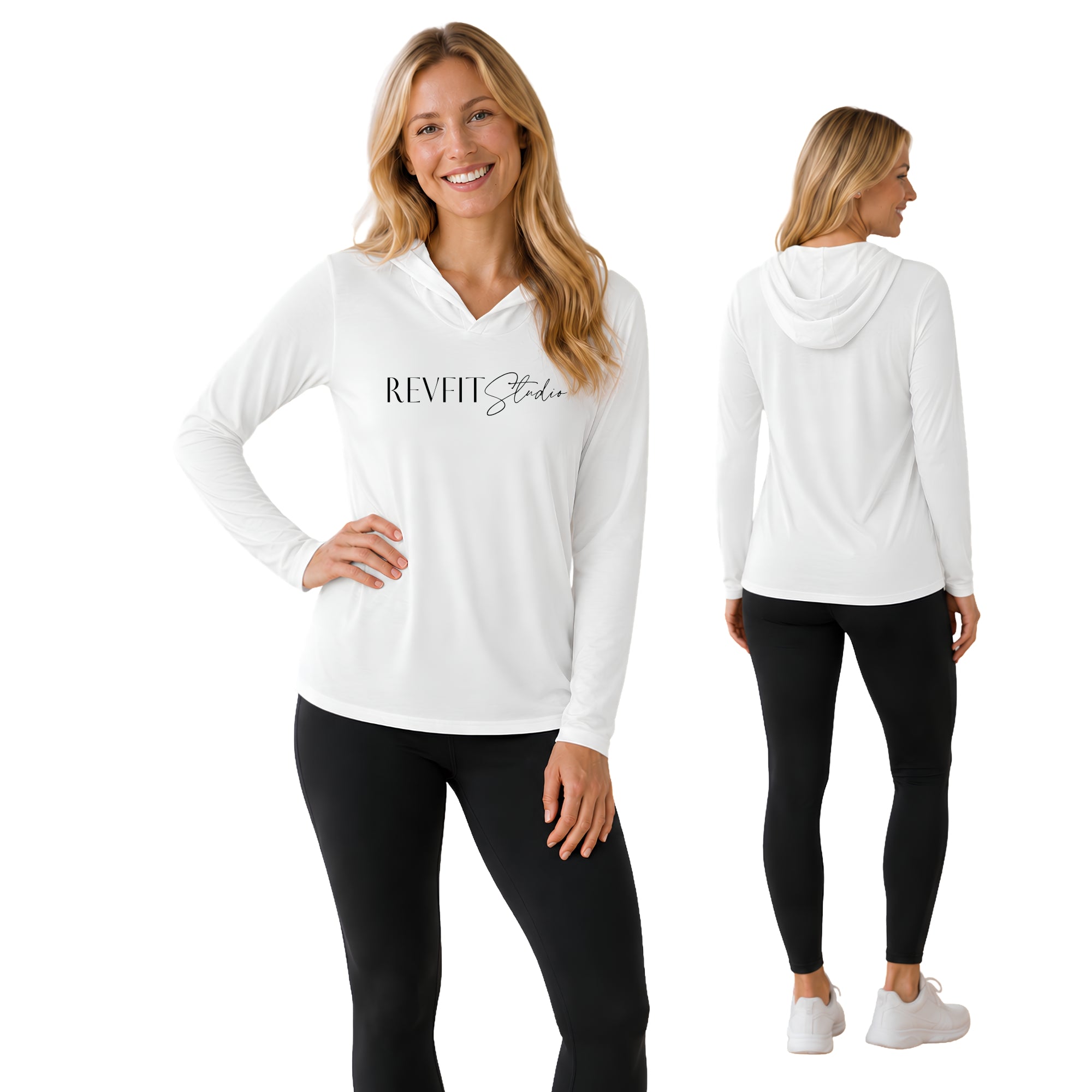 RevFit Studio Lightweight Long Sleeve Hoodie in White - RevFit Summer Merch