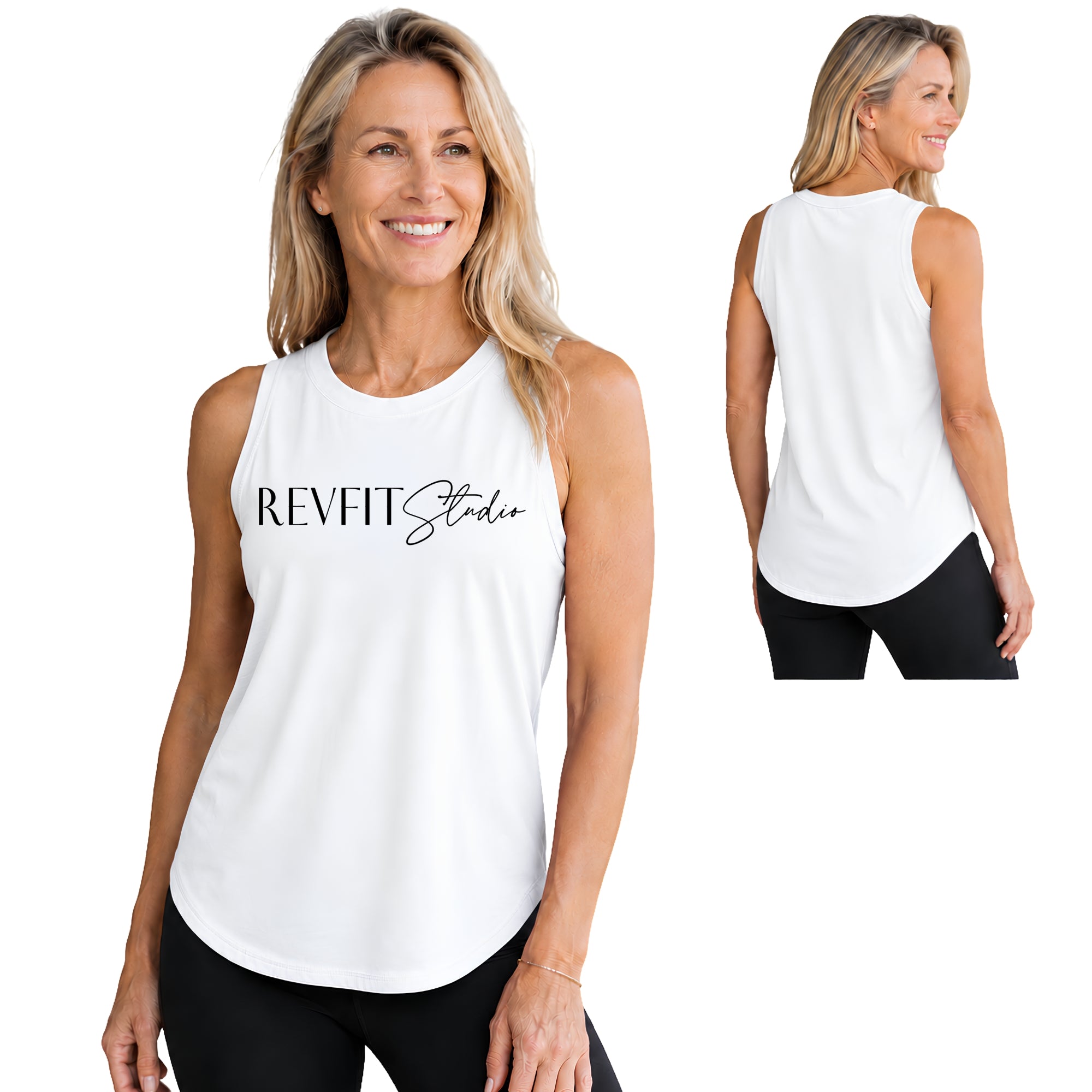 RevFit Studio Flow Tank in White - RevFit Summer Merch